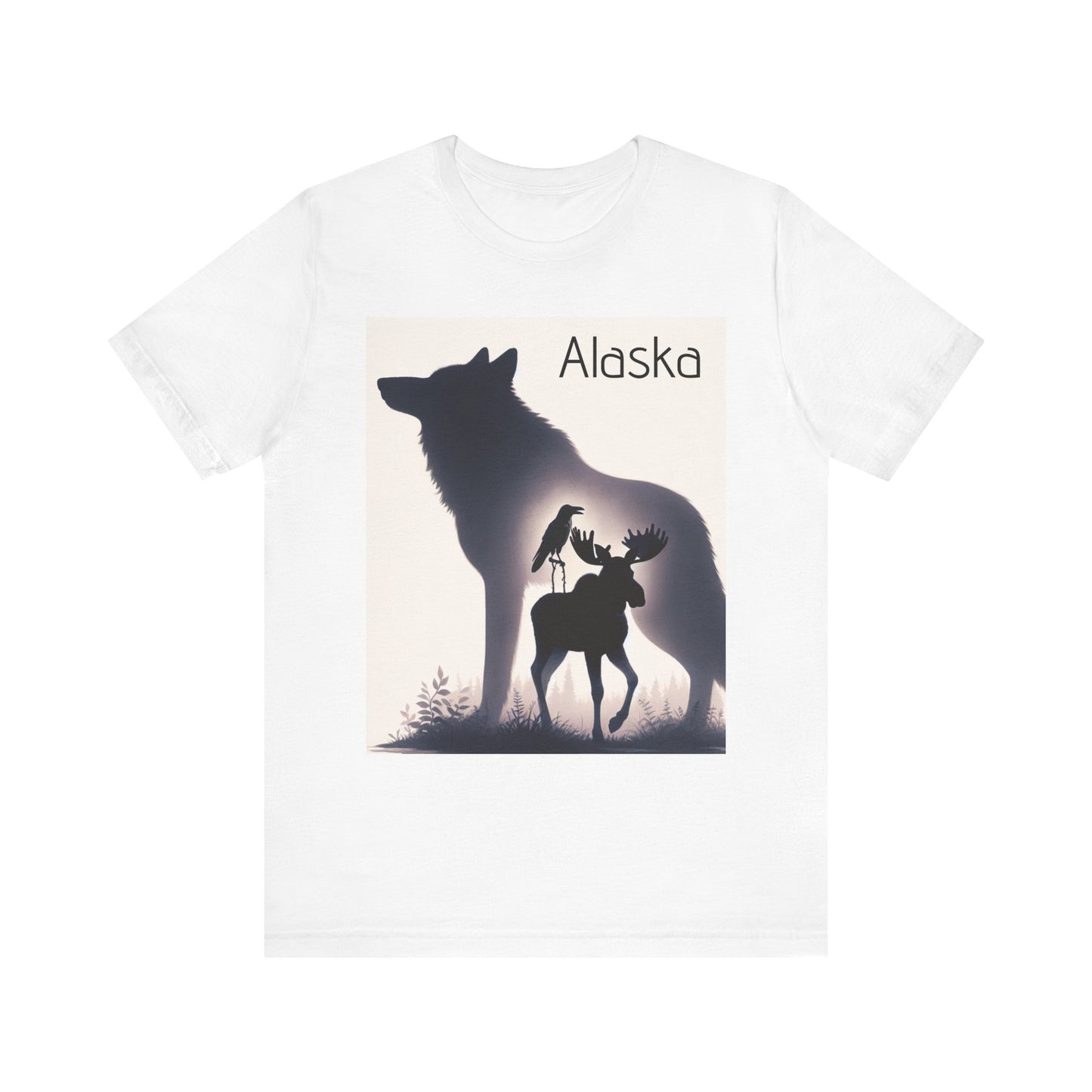 Alaska Wildlife Unisex Tee, Nature Lover Gift, Outdoor Adventure Shirt, Animal Silhouette Graphic Tee, Perfect for Camping, Hiking, Travel