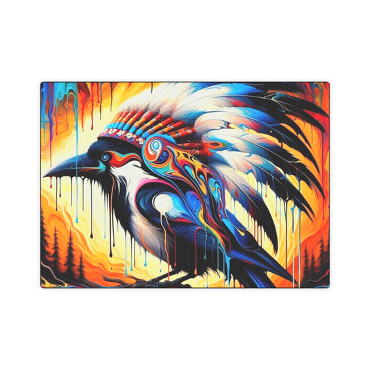 Colorful Bird Magpie native Indian paint Canvas Photo Tile