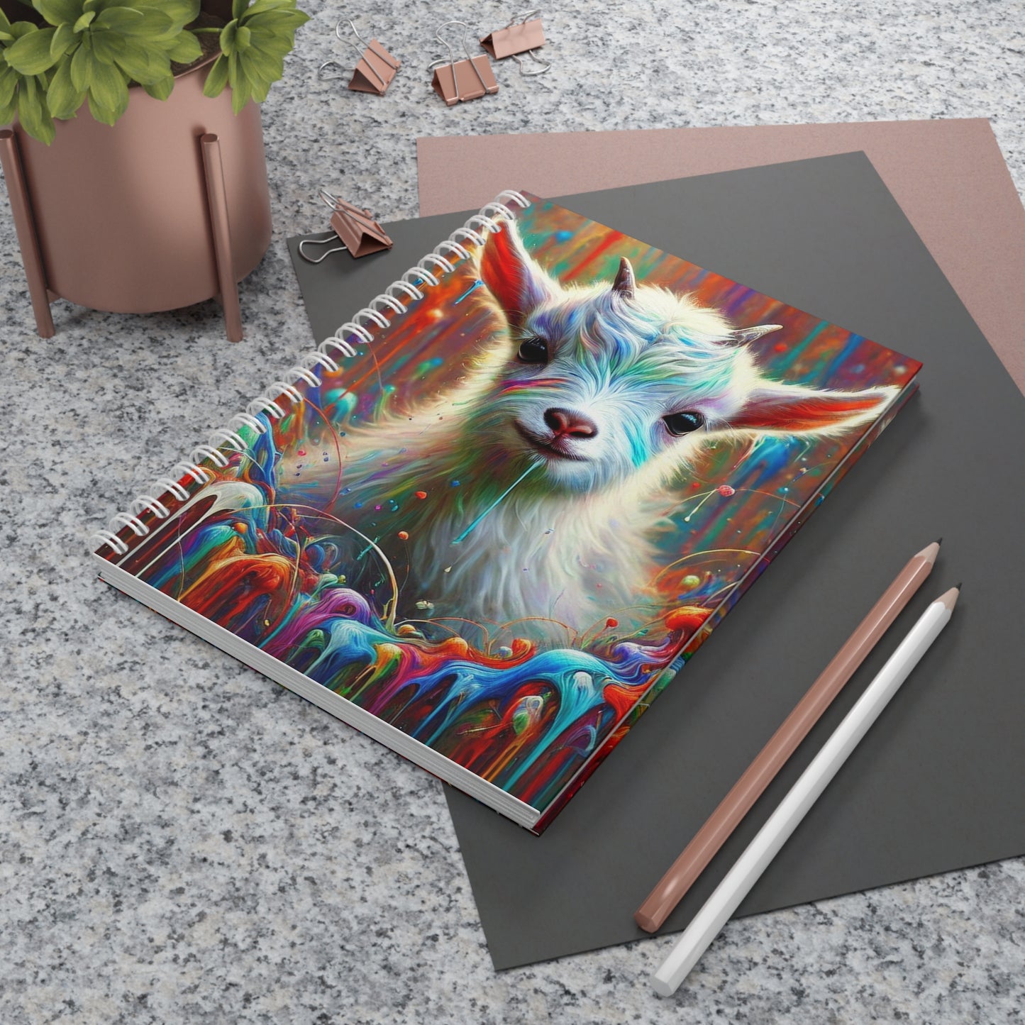 Colorful Goat Spiral Notebook: Cute Animal Art Journaling, School Supplies, Gift for Animal Lovers, Study Planner, Creative Writing