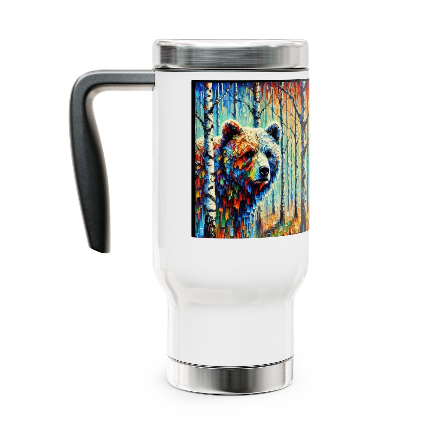 Bear Forest Travel Mug, Adventure Mug with Handle, Nature Lover Gift, Camping Accessory, Outdoor Enthusiast Cup, Eco-Friendly Travel