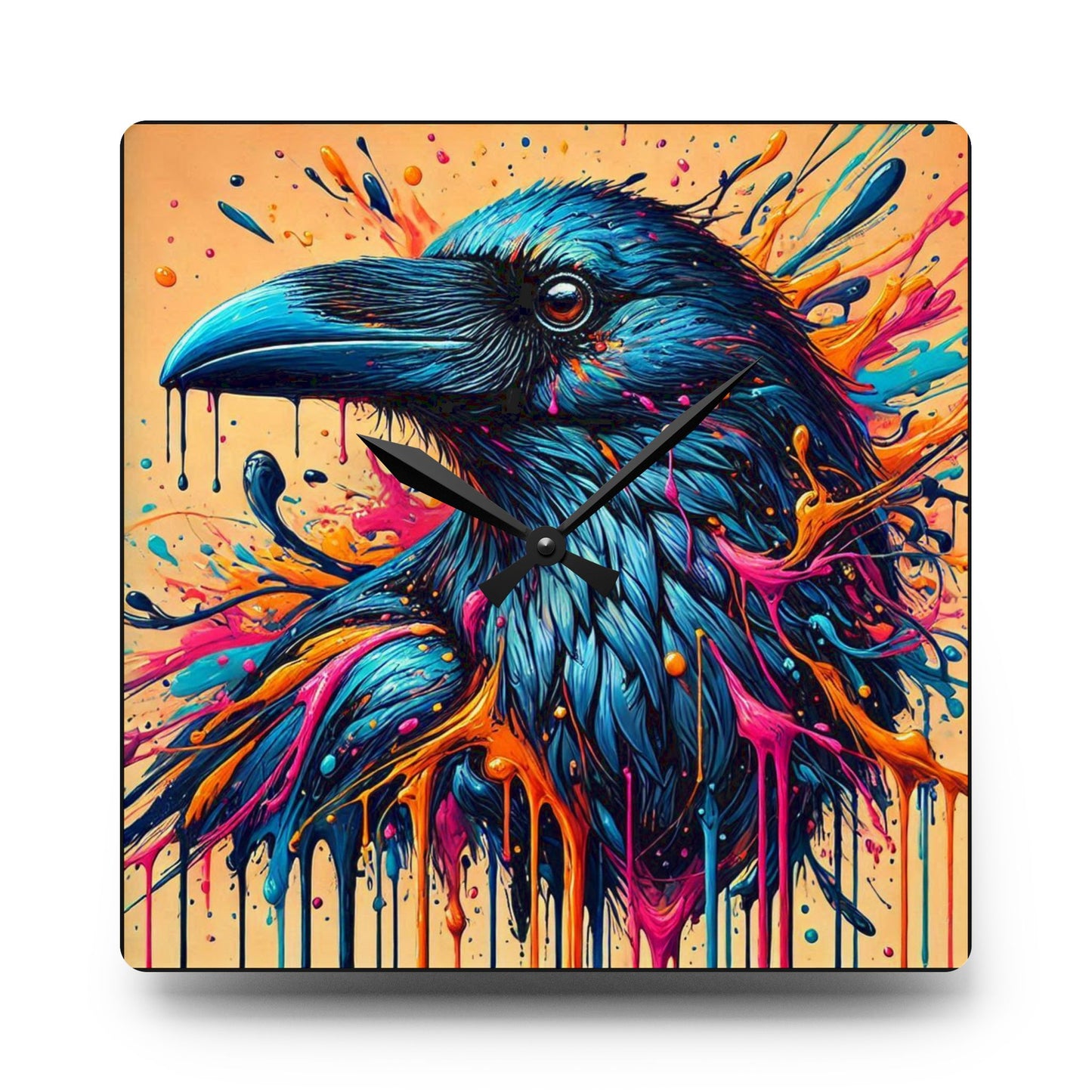 Acrylic Wall Clock raven Abstract