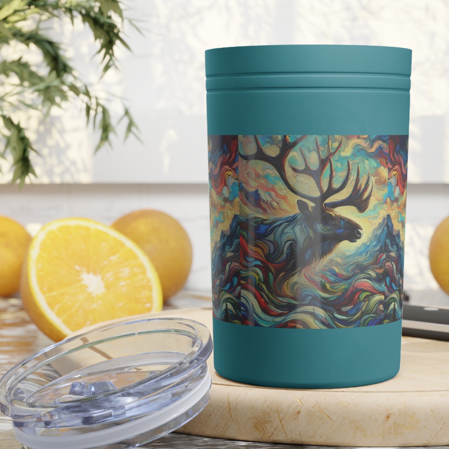 Colorful caribou Art Tumbler | Insulated Drinkware | Nature Lover's Gift | Outdoor Adventure Mugs | Wildlife Design | 11oz Sipping Cup