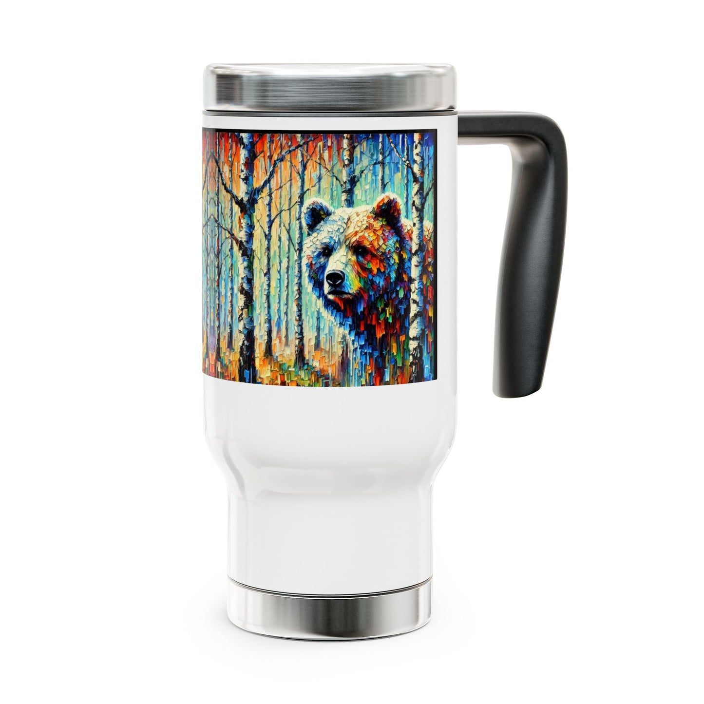 Bear Forest Travel Mug, Adventure Mug with Handle, Nature Lover Gift, Camping Accessory, Outdoor Enthusiast Cup, Eco-Friendly Travel