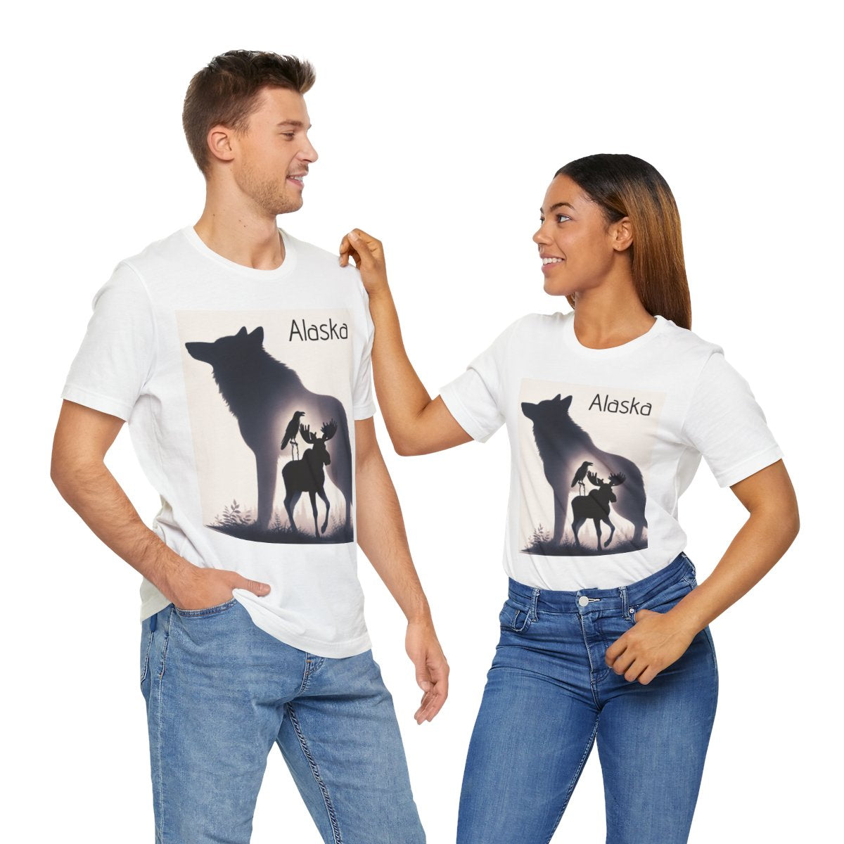 Alaska Wildlife Unisex Tee, Nature Lover Gift, Outdoor Adventure Shirt, Animal Silhouette Graphic Tee, Perfect for Camping, Hiking, Travel